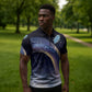 Shu Celestial Constellations Zipper Polo Shirt Rainbow Ancient Egyptian Sky Deity Theme