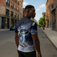 Shu Celestial Constellations Zipper Polo Shirt Rainbow Ancient Egyptian Sky Deity Theme