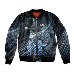 Shu Air Void Egyptian Bomber Jacket with Storm God and Ankh Ancient Mythology