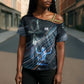 Shu Air Void Egyptian Cross Shoulder Shirt with Storm God and Ankh Ancient Mythology