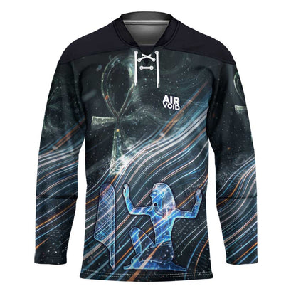 Shu Air Void Egyptian Hockey Jersey with Storm God and Ankh Ancient Mythology