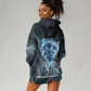 Shu Air Void Egyptian Hoodie Dress with Storm God and Ankh Ancient Mythology