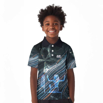 Shu Air Void Egyptian Kid Polo Shirt with Storm God and Ankh Ancient Mythology