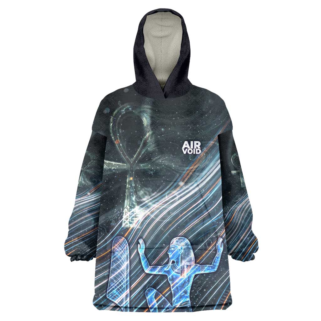 Shu Air Void Egyptian Kid Wearable Blanket Hoodie with Storm God and Ankh Ancient Mythology