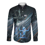 Shu Air Void Egyptian Long Sleeve Button Shirt with Storm God and Ankh Ancient Mythology
