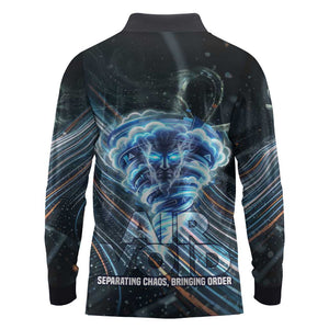 Shu Air Void Egyptian Long Sleeve Polo Shirt with Storm God and Ankh Ancient Mythology