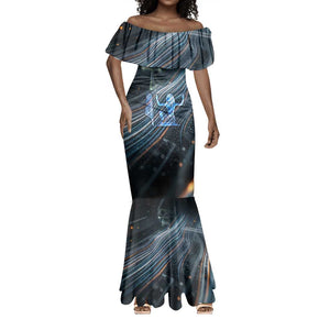 Shu Air Void Egyptian Mermaid Dress with Storm God and Ankh Ancient Mythology