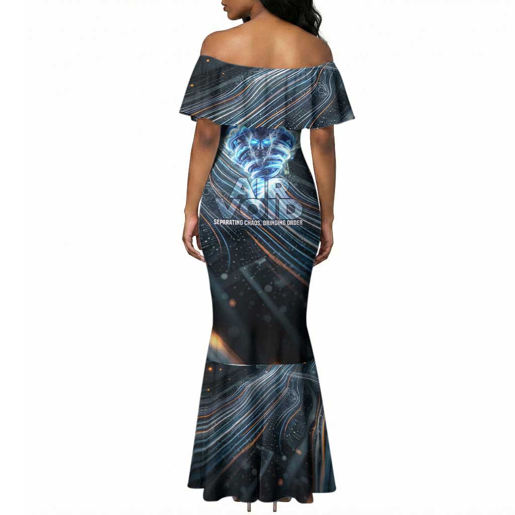 Shu Air Void Egyptian Mermaid Dress with Storm God and Ankh Ancient Mythology