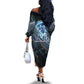 Shu Air Void Egyptian Off The Shoulder Long Sleeve Dress with Storm God and Ankh Ancient Mythology