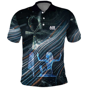 Shu Air Void Egyptian Polo Shirt with Storm God and Ankh Ancient Mythology
