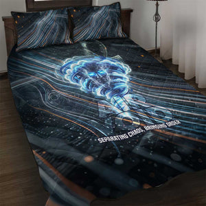 Shu Air Void Egyptian Quilt Bed Set with Storm God and Ankh Ancient Mythology