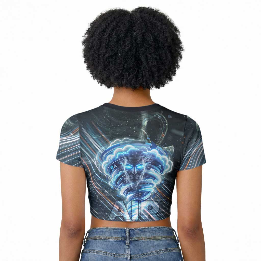 Shu Air Void Egyptian Raglan Cropped T shirt with Storm God and Ankh Ancient Mythology