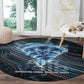 Shu Air Void Egyptian Round Carpet with Storm God and Ankh Ancient Mythology