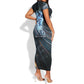 Shu Air Void Egyptian Short Sleeve Bodycon Dress with Storm God and Ankh Ancient Mythology