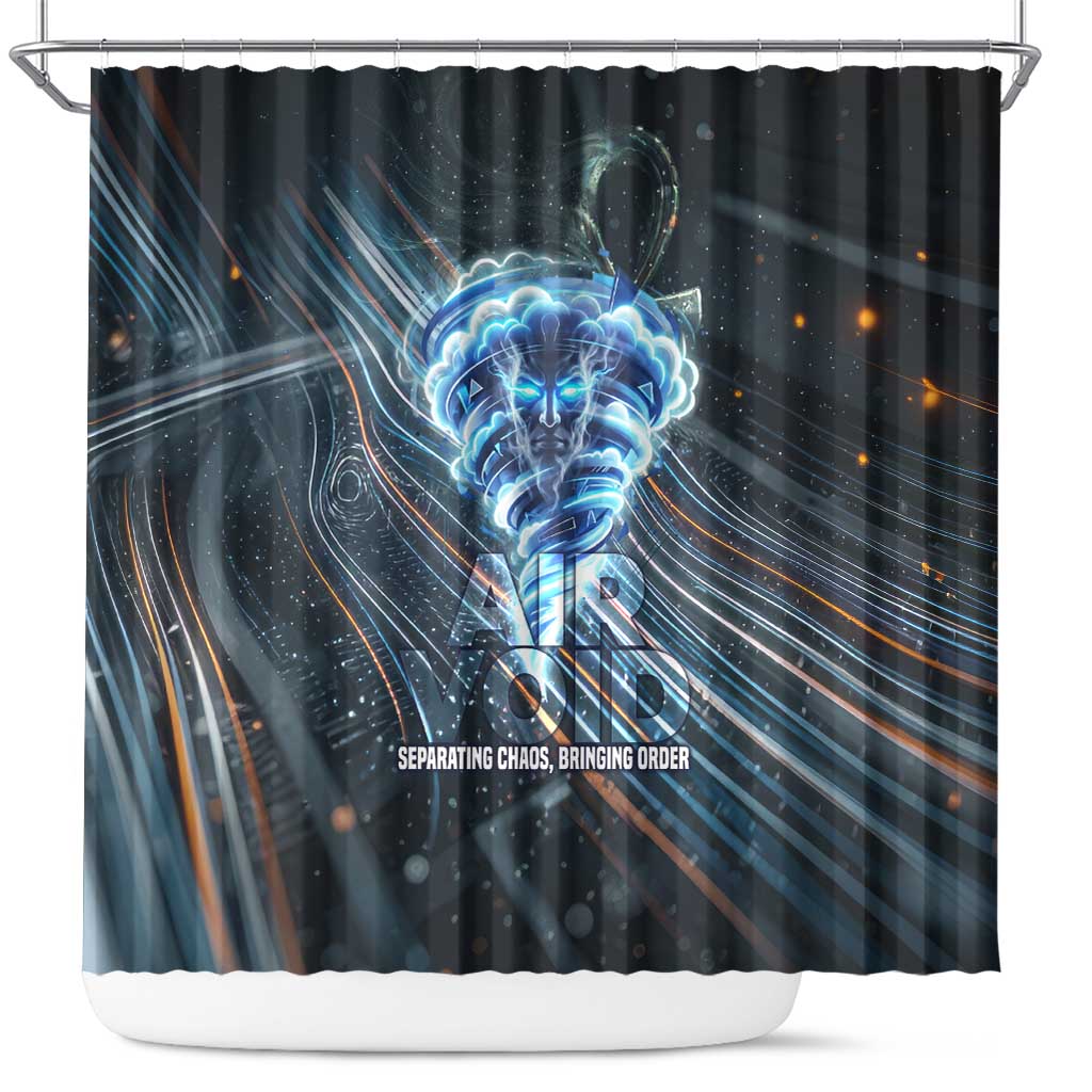 Shu Air Void Egyptian Shower Curtain with Storm God and Ankh Ancient Mythology