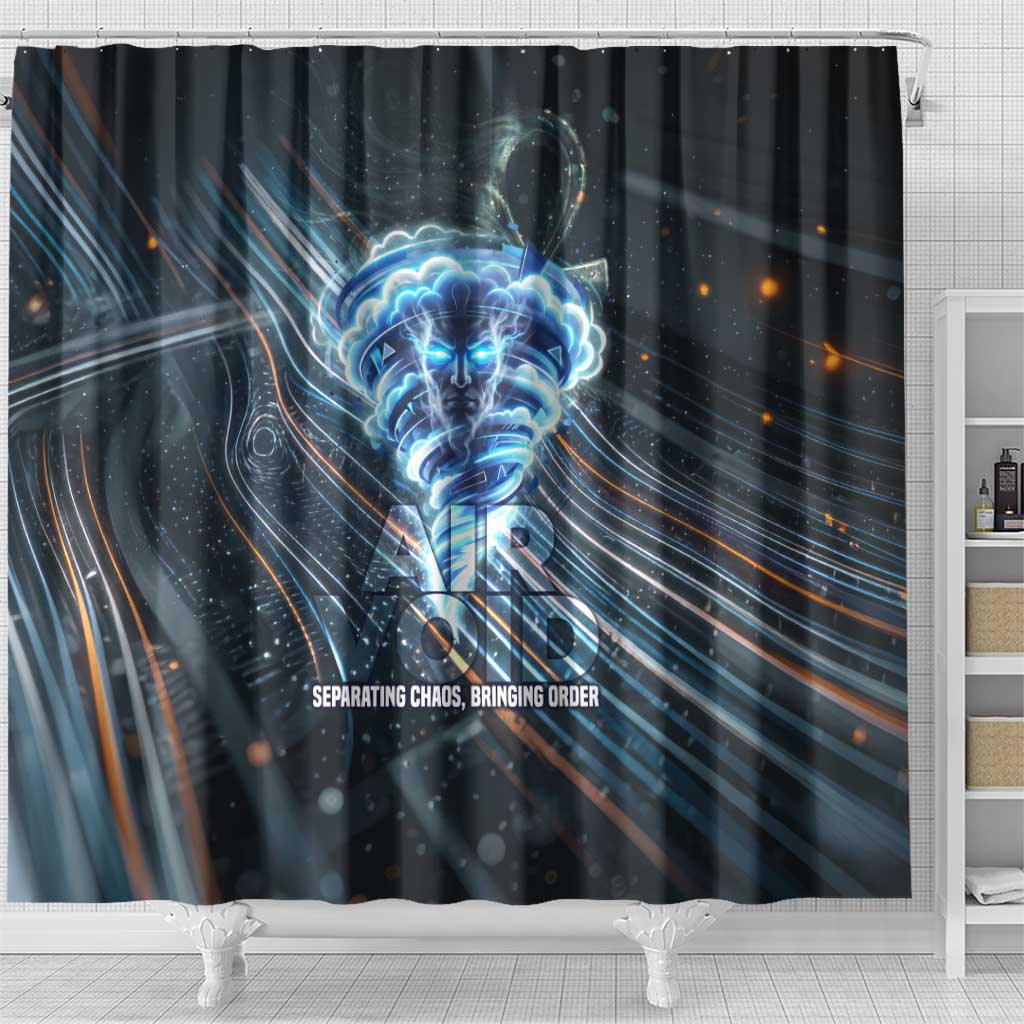 Shu Air Void Egyptian Shower Curtain with Storm God and Ankh Ancient Mythology