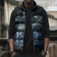 Shu Air Void Egyptian Sleeveless Puffer Jacket with Storm God and Ankh Ancient Mythology