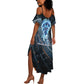 Shu Air Void Egyptian Summer Maxi Dress with Storm God and Ankh Ancient Mythology