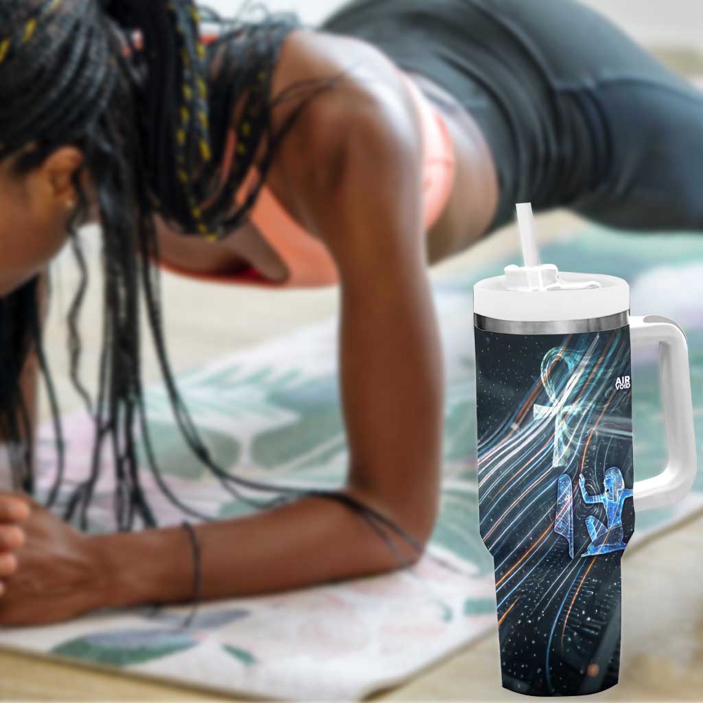 Shu Air Void Egyptian Tumbler With Handle with Storm God and Ankh Ancient Mythology