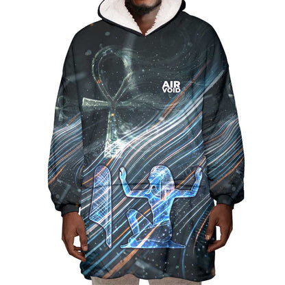 Shu Air Void Egyptian Wearable Blanket Hoodie with Storm God and Ankh Ancient Mythology