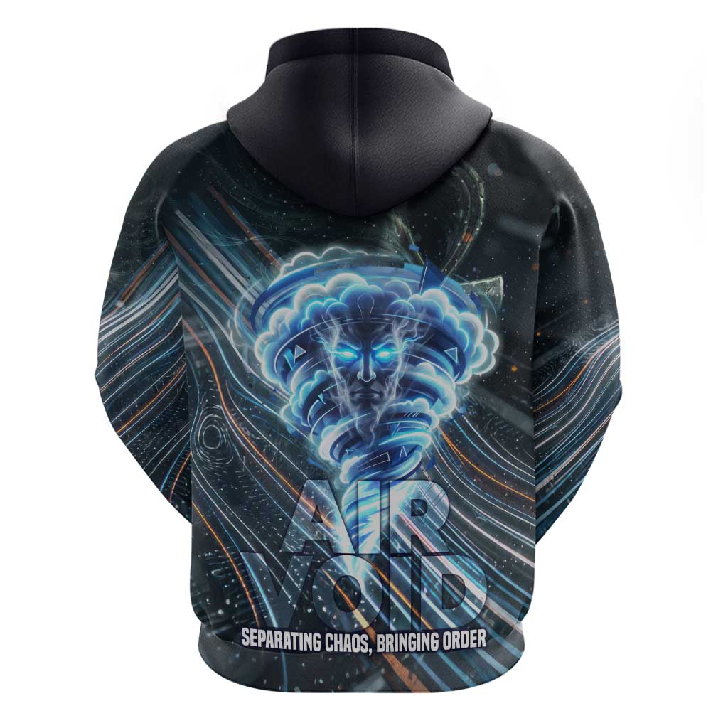 Shu Air Void Egyptian Zip Hoodie with Storm God and Ankh Ancient Mythology