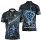 Shu Air Void Egyptian Zipper Polo Shirt with Storm God and Ankh Ancient Mythology