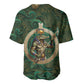 Sobek Crocodile Warrior Baseball Jersey with Ankh Ancient Egyptian Motif in Emerald
