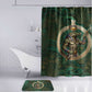 Sobek Crocodile Warrior Bathroom Set with Ankh Ancient Egyptian Motif in Emerald
