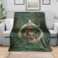 Sobek Crocodile Warrior Blanket with Ankh Ancient Egyptian Motif in Emerald