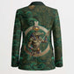 Sobek Crocodile Warrior Blazer with Ankh Ancient Egyptian Motif in Emerald