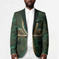 Sobek Crocodile Warrior Blazer with Ankh Ancient Egyptian Motif in Emerald