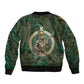 Sobek Crocodile Warrior Bomber Jacket with Ankh Ancient Egyptian Motif in Emerald