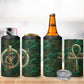 Sobek Crocodile Warrior 4 in 1 Can Cooler Tumbler with Ankh Ancient Egyptian Motif in Emerald