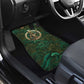 Sobek Crocodile Warrior Car Mats with Ankh Ancient Egyptian Motif in Emerald