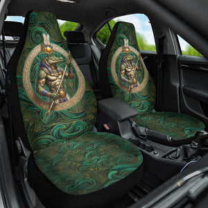 Sobek Crocodile Warrior Car Seat Cover with Ankh Ancient Egyptian Motif in Emerald