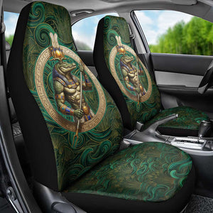Sobek Crocodile Warrior Car Seat Cover with Ankh Ancient Egyptian Motif in Emerald