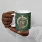Sobek Crocodile Warrior Ceramic Mug with Ankh Ancient Egyptian Motif in Emerald