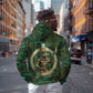 Sobek Crocodile Warrior Hoodie with Ankh Ancient Egyptian Motif in Emerald