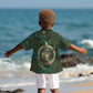 Sobek Crocodile Warrior Kid Hawaiian Shirt with Ankh Ancient Egyptian Motif in Emerald