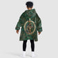 Sobek Crocodile Warrior Kid Wearable Blanket Hoodie with Ankh Ancient Egyptian Motif in Emerald