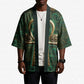 Sobek Crocodile Warrior Kimono with Ankh Ancient Egyptian Motif in Emerald