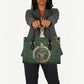 Sobek Crocodile Warrior Leather Bag with Ankh Ancient Egyptian Motif in Emerald