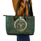 Sobek Crocodile Warrior Leather Tote Bag with Ankh Ancient Egyptian Motif in Emerald