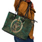 Sobek Crocodile Warrior Leather Tote Bag with Ankh Ancient Egyptian Motif in Emerald