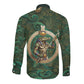 Sobek Crocodile Warrior Long Sleeve Button Shirt with Ankh Ancient Egyptian Motif in Emerald