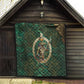 Sobek Crocodile Warrior Quilt with Ankh Ancient Egyptian Motif in Emerald