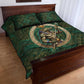 Sobek Crocodile Warrior Quilt Bed Set with Ankh Ancient Egyptian Motif in Emerald