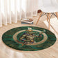 Sobek Crocodile Warrior Round Carpet with Ankh Ancient Egyptian Motif in Emerald