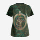 Sobek Crocodile Warrior Scrub Top with Ankh Ancient Egyptian Motif in Emerald