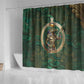 Sobek Crocodile Warrior Shower Curtain with Ankh Ancient Egyptian Motif in Emerald